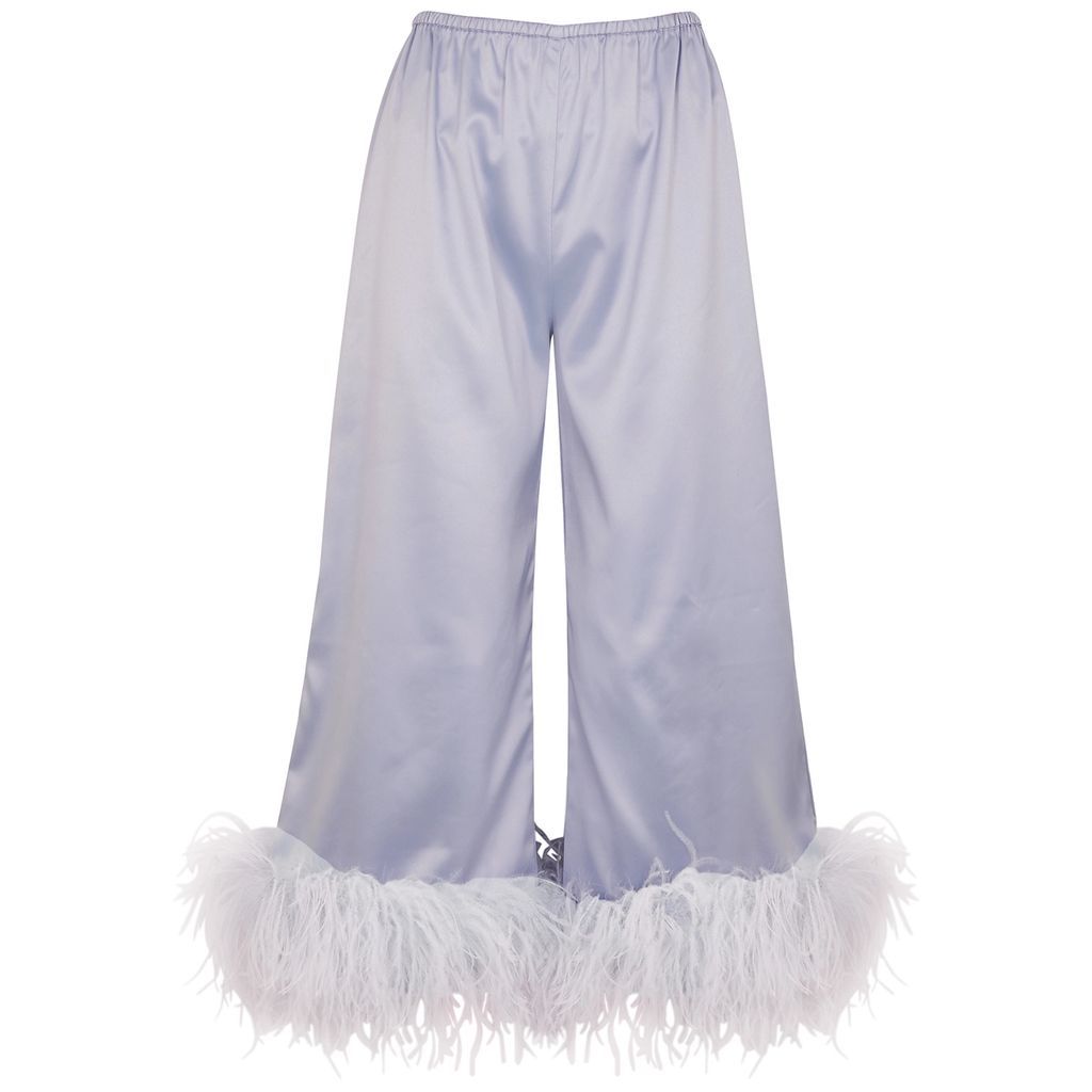 16ARLINGTON Mandrake Feather-trimmed Cropped Satin Trousers - Lilac - 10