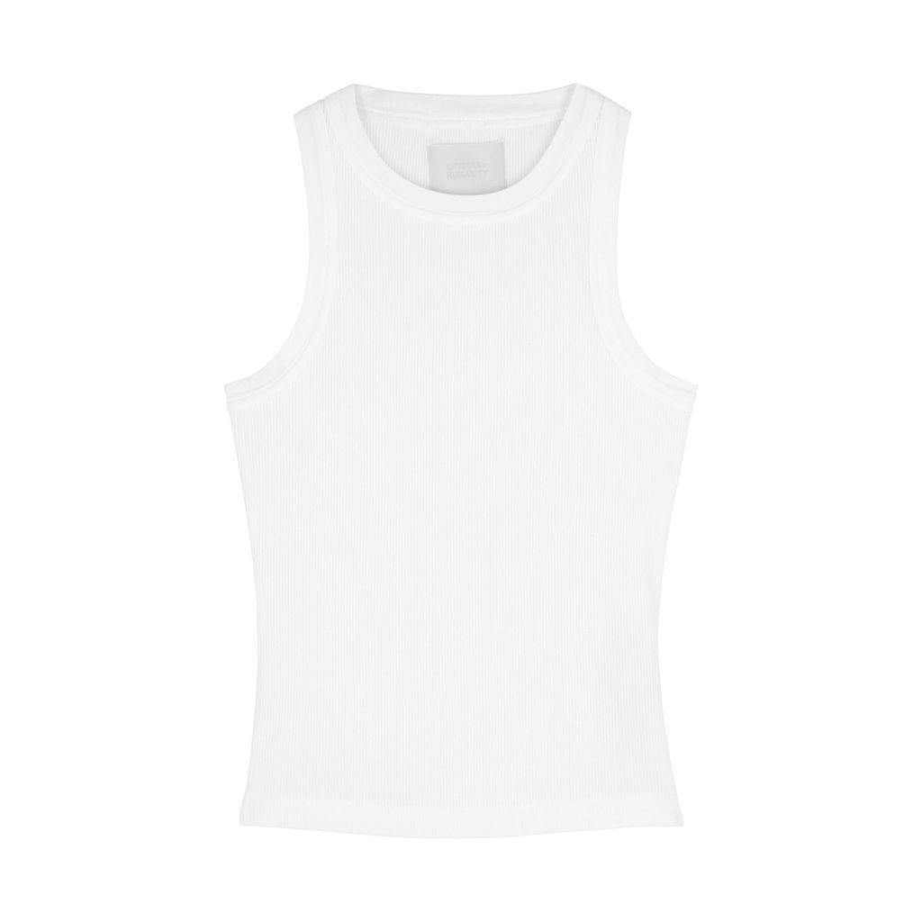Isabel White Ribbed Stretch-jersey Tank - XS