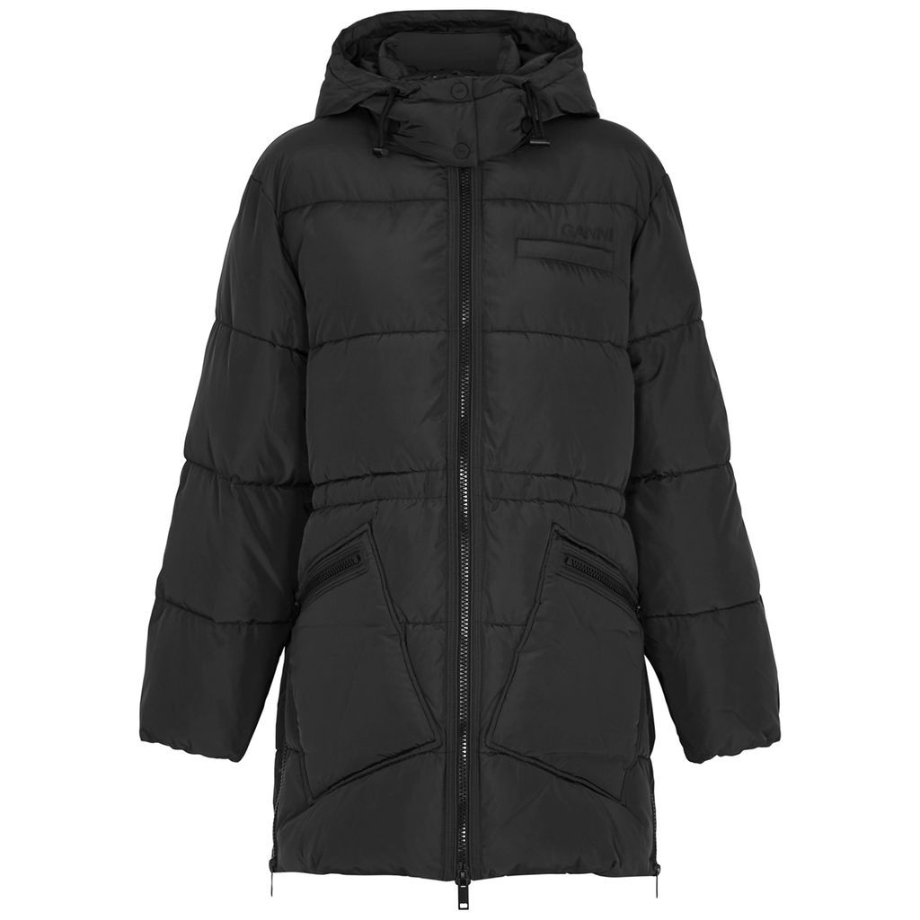 Quilted Shell Coat - Black - S/M