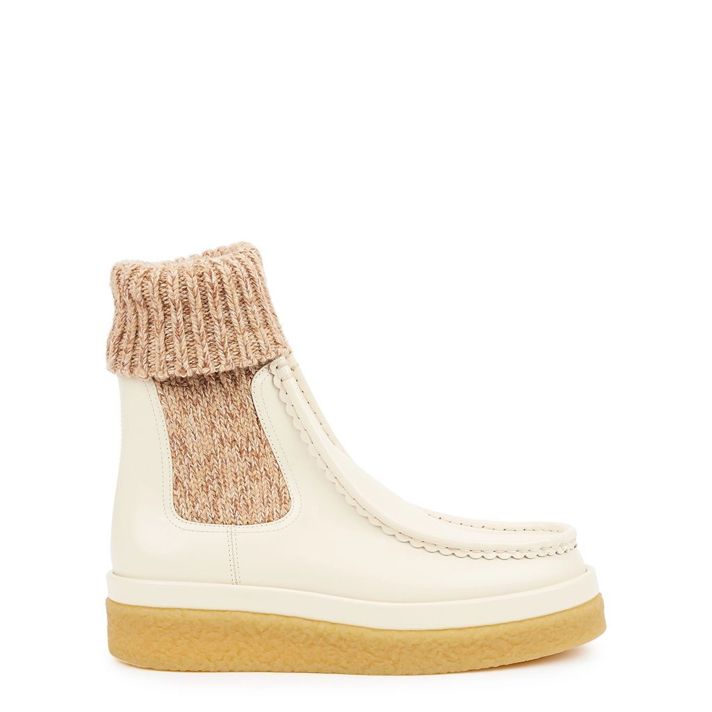 Jamie Cream Leather Ankle Boots - 5