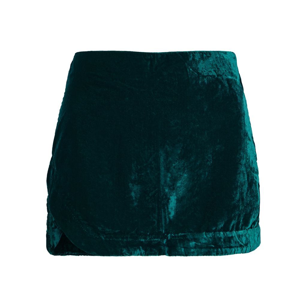 Annalise Velvet Mini Skirt - Teal - L