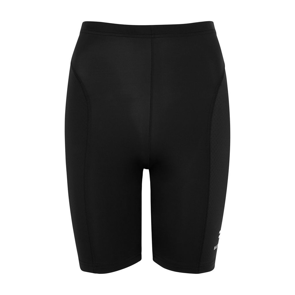 Black Panelled Cycling Shorts - Black And White - M