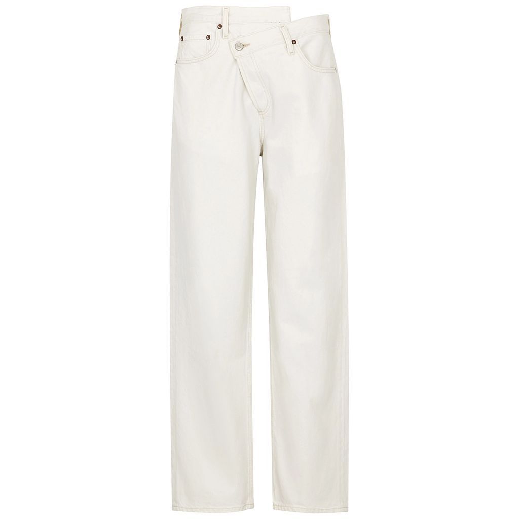Criss Cross White Straight-leg Jeans - W25