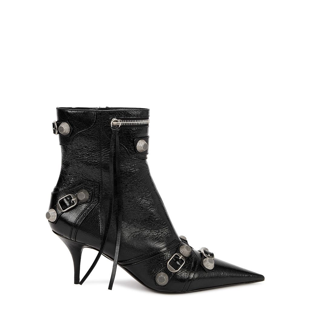 Cagole 70 Black Embellished Leather Ankle Boots - 6