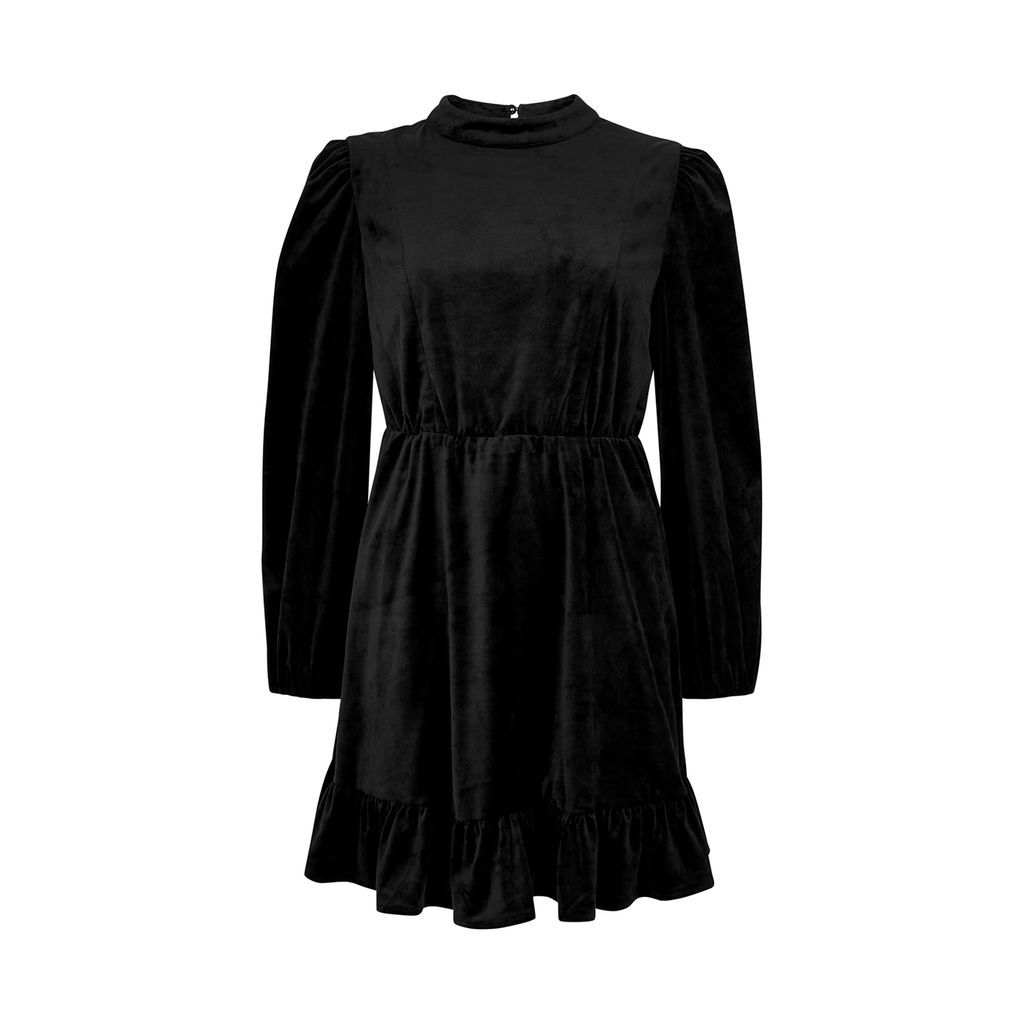 Midnight Embellished Velvet Mini Dress - Black - 6