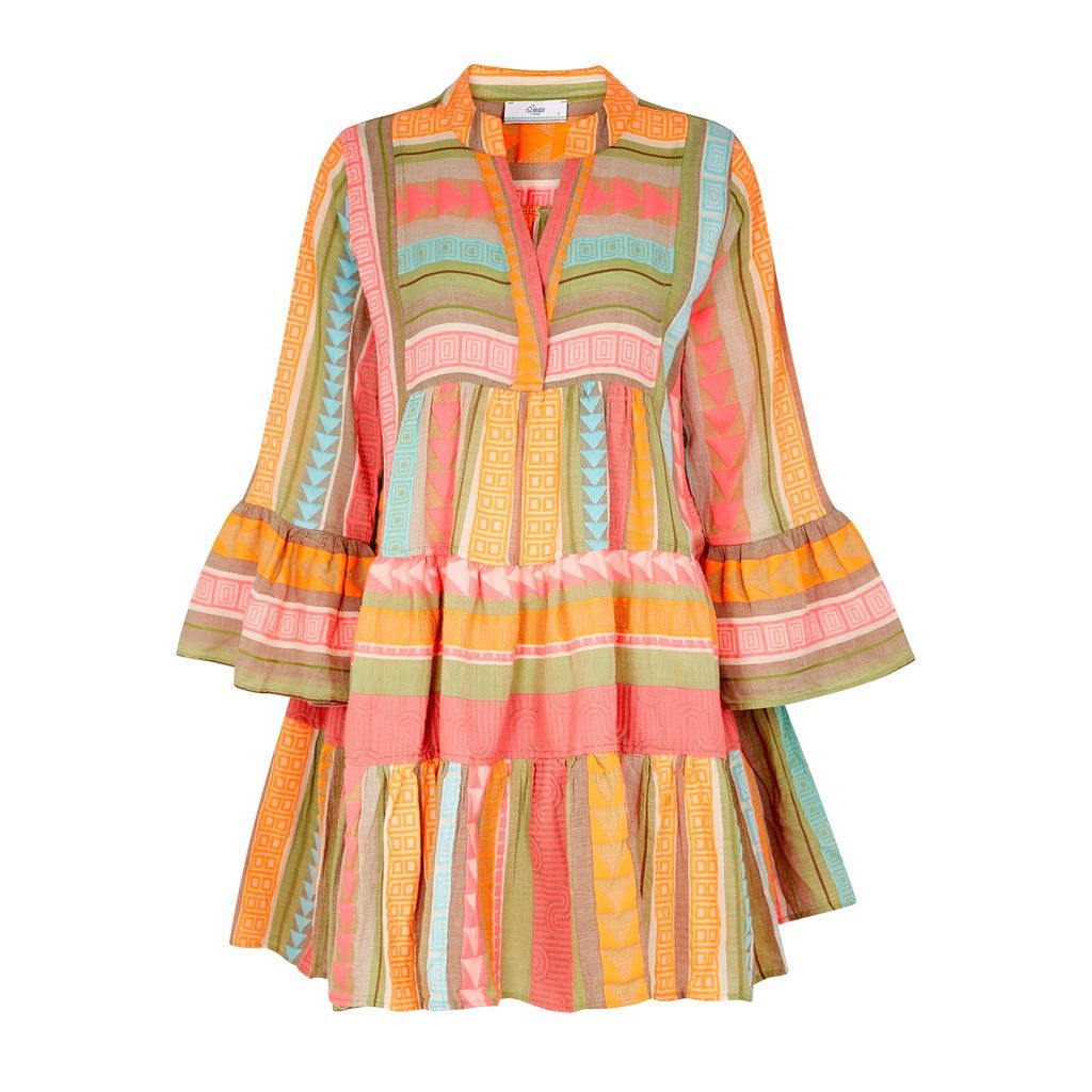 Ella Embroidered Stretch-cotton Mini Dress - Multicoloured - M