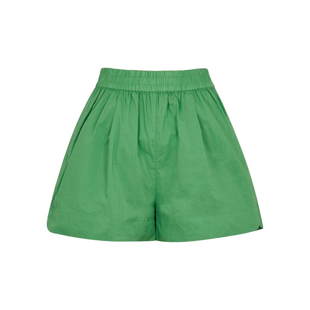 Chiara Cotton-poplin Shorts - Green - M