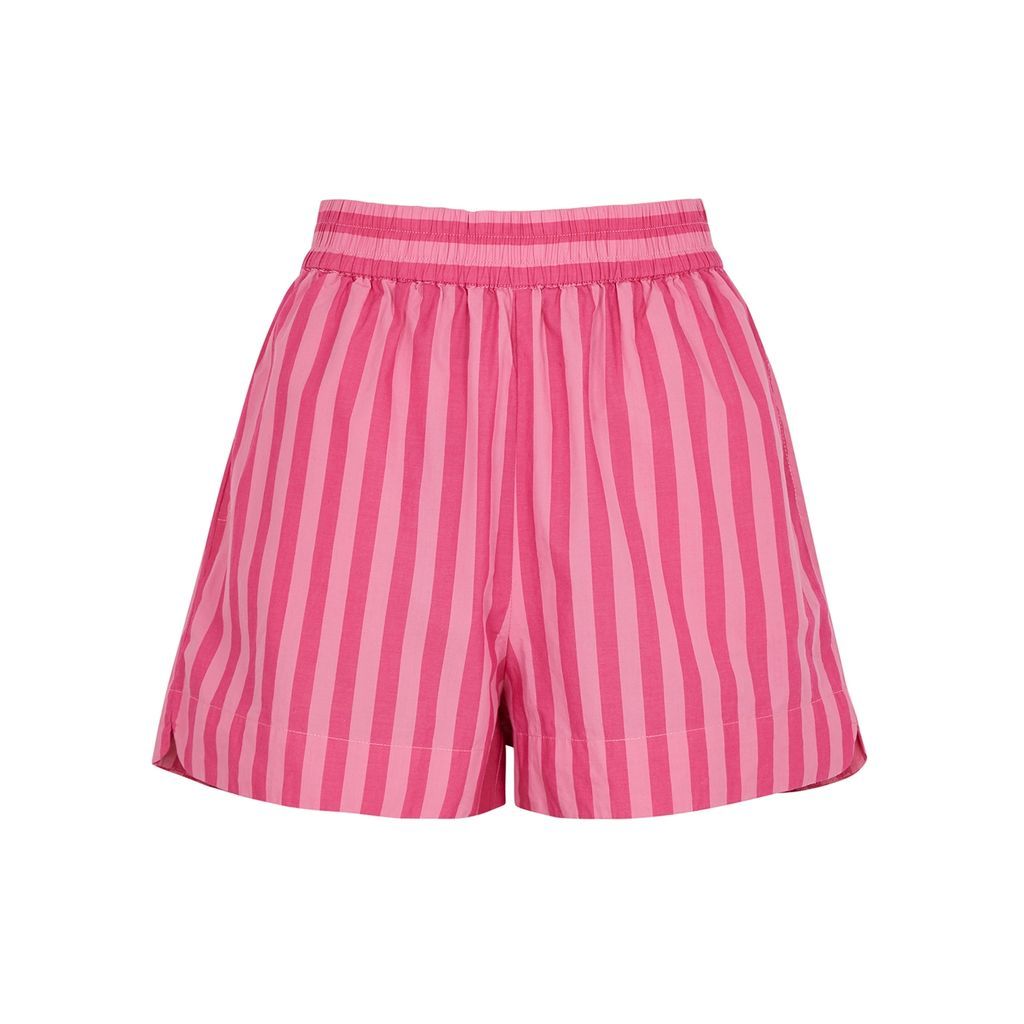Chiara Striped Cotton-poplin Shorts - Pink - M