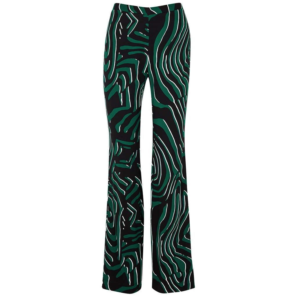 Brooklyn Printed Flared Jersey Trousers - Green - 12