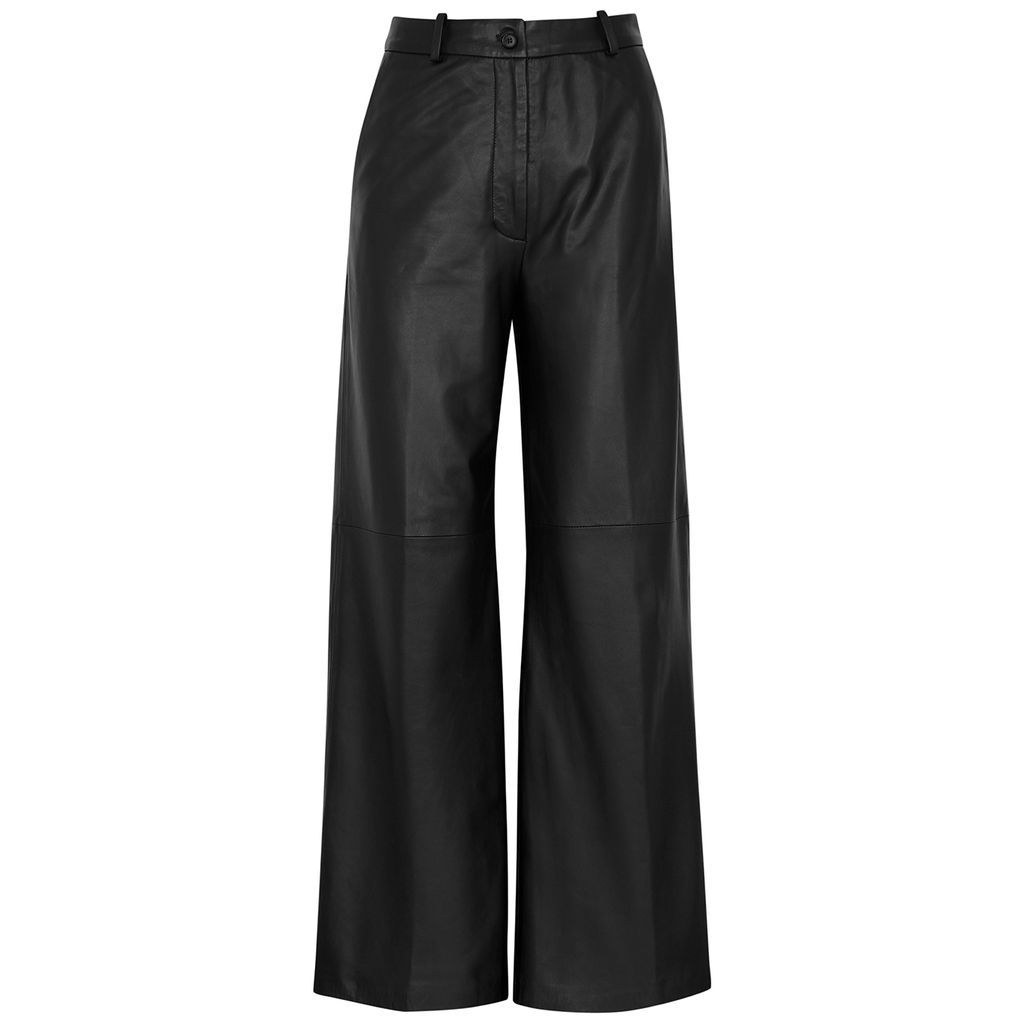 Noro Wide-leg Leather Trousers - Black - S