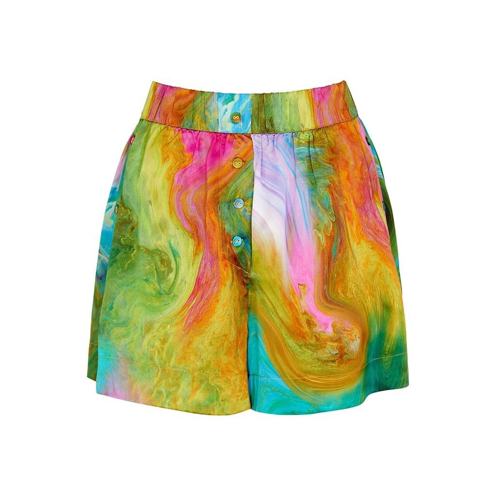 Irving Printed Silk-satin Shorts - Multicoloured - 12