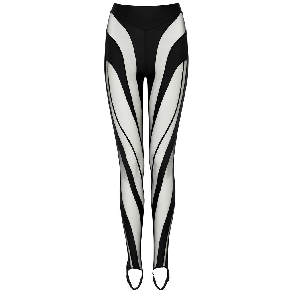 Spiral Panelled Stirrup Leggings - Black - 16