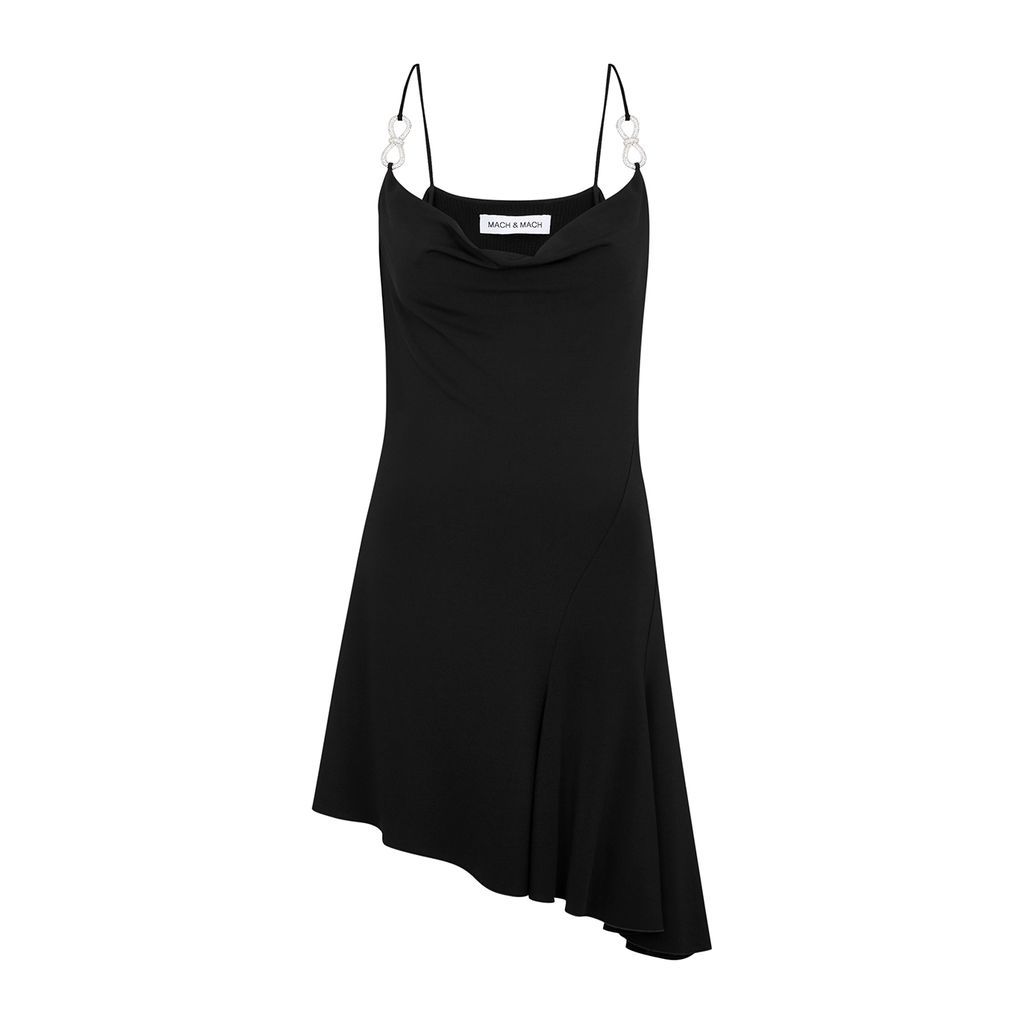 Black Embellished Stretch-jersey Mini Dress - 12