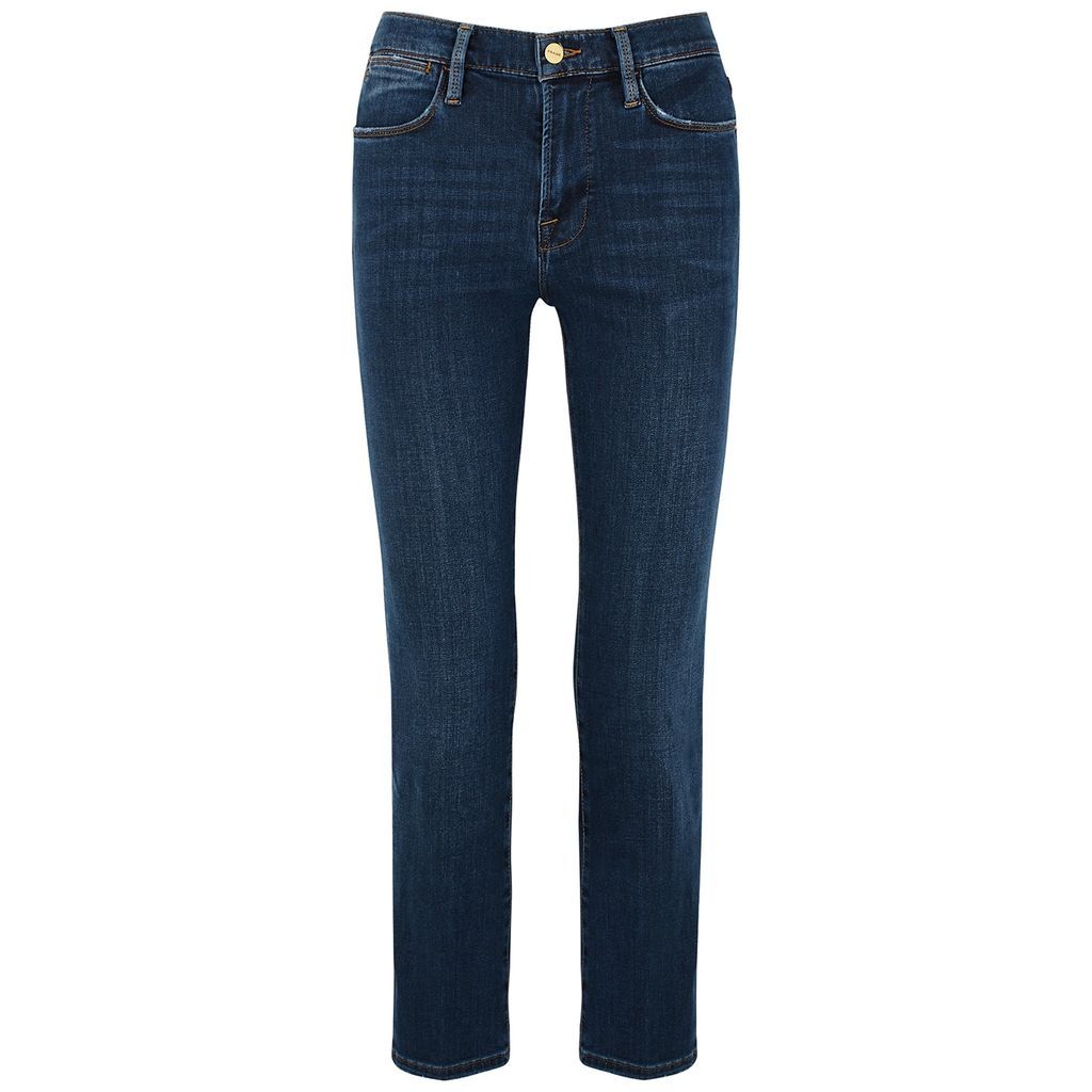 Le High Straight Blue Cropped Jeans - Dark Blue - W25