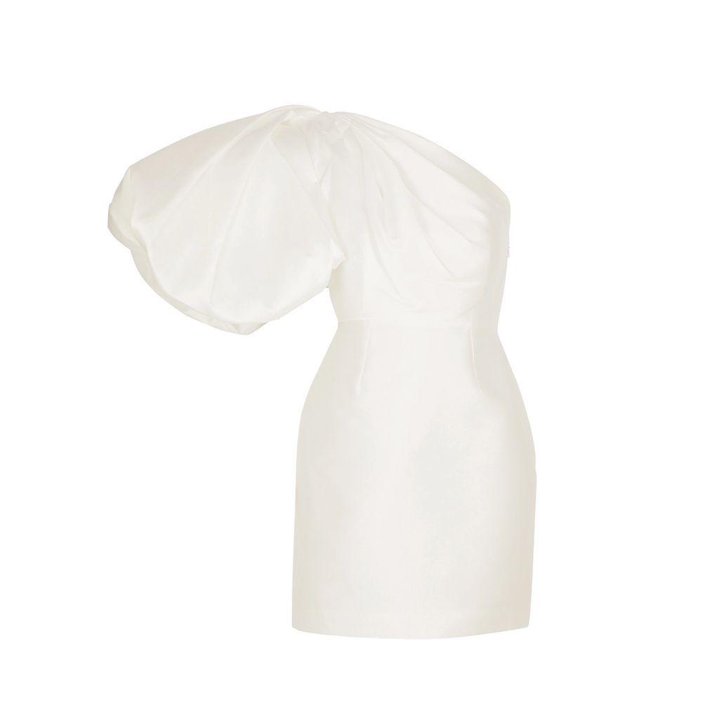 Hayes One-shoulder Satin Mini Dress - Cream - 10