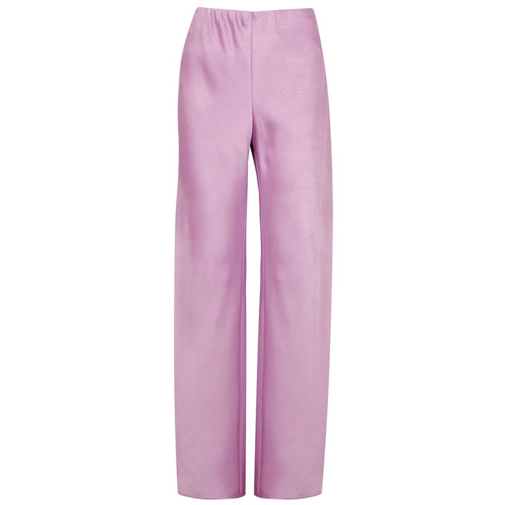 Wide-leg Satin Trousers - Pink - XS