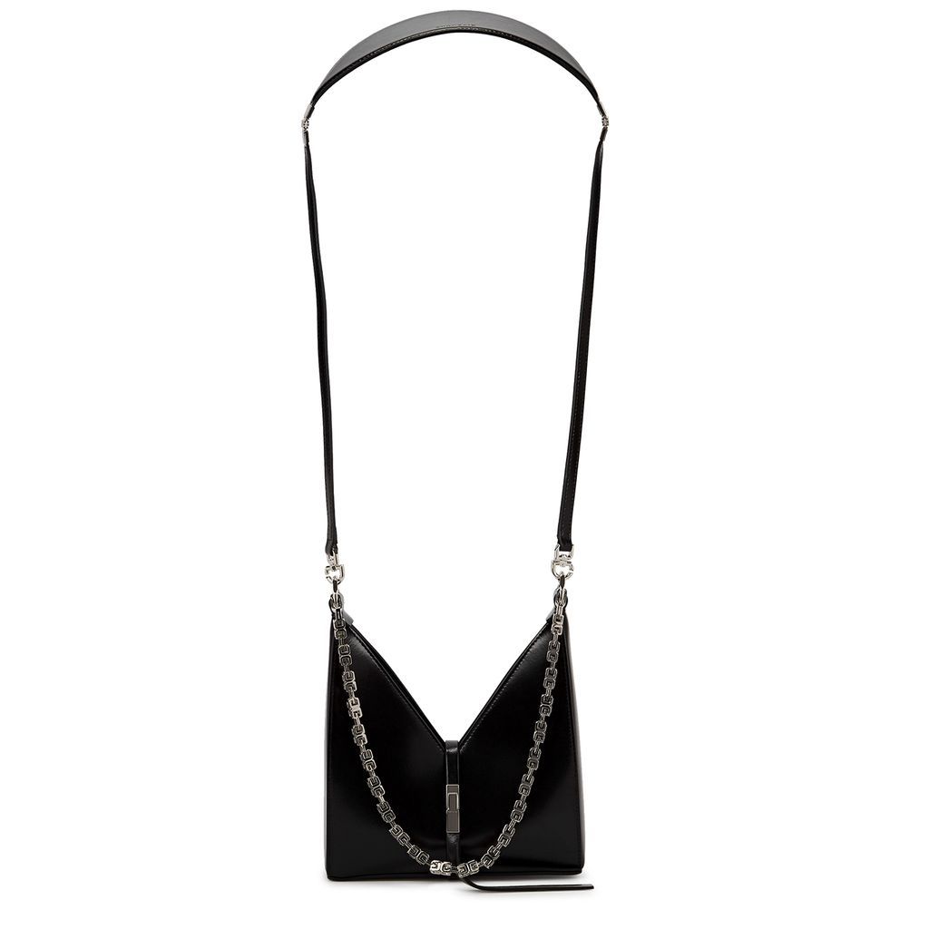 Cut Out Mini Black Leather Shoulder Bag