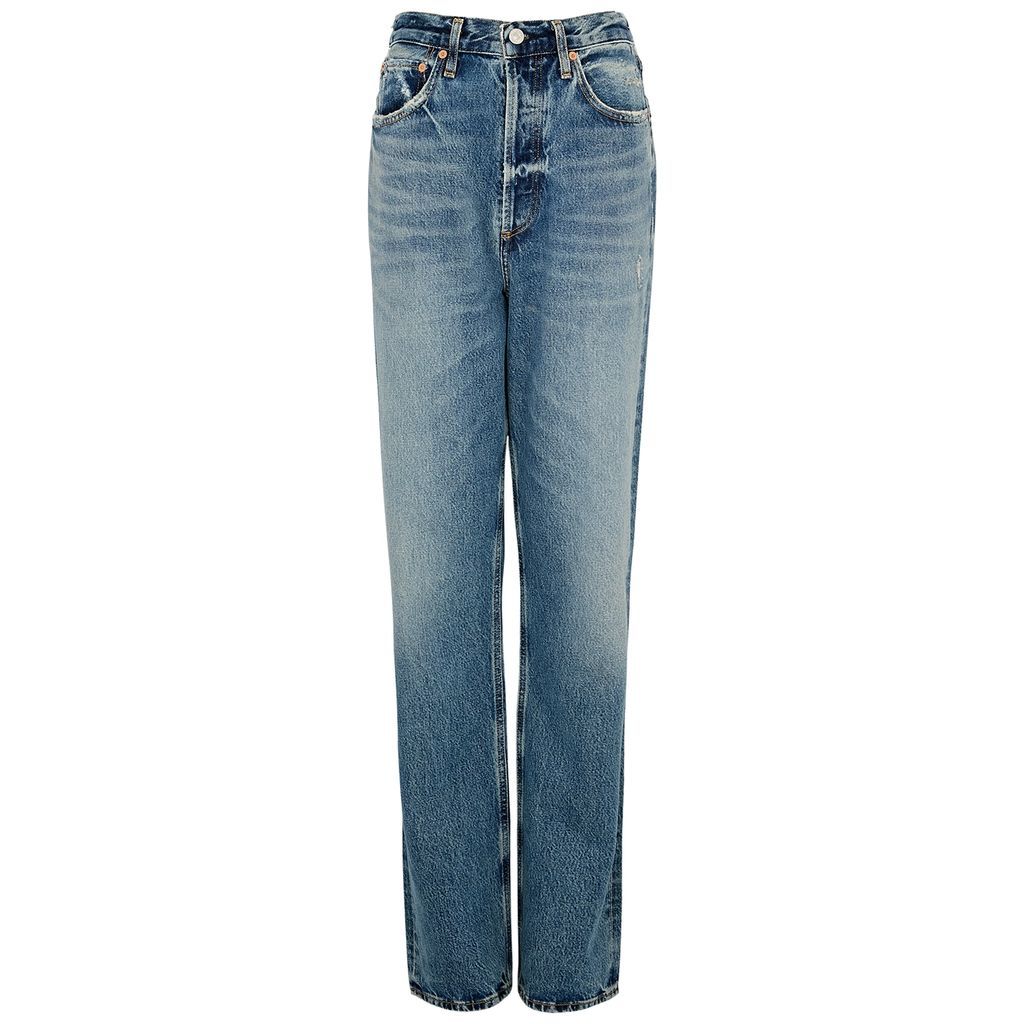 Eva Distressed Straight-leg Jeans - MID BLU - W29