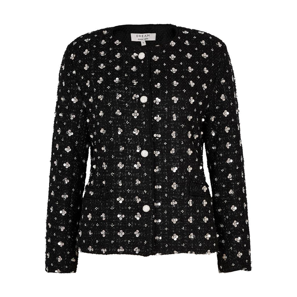 Grace Embellished Bouclé Tweed Jacket - Black - 6