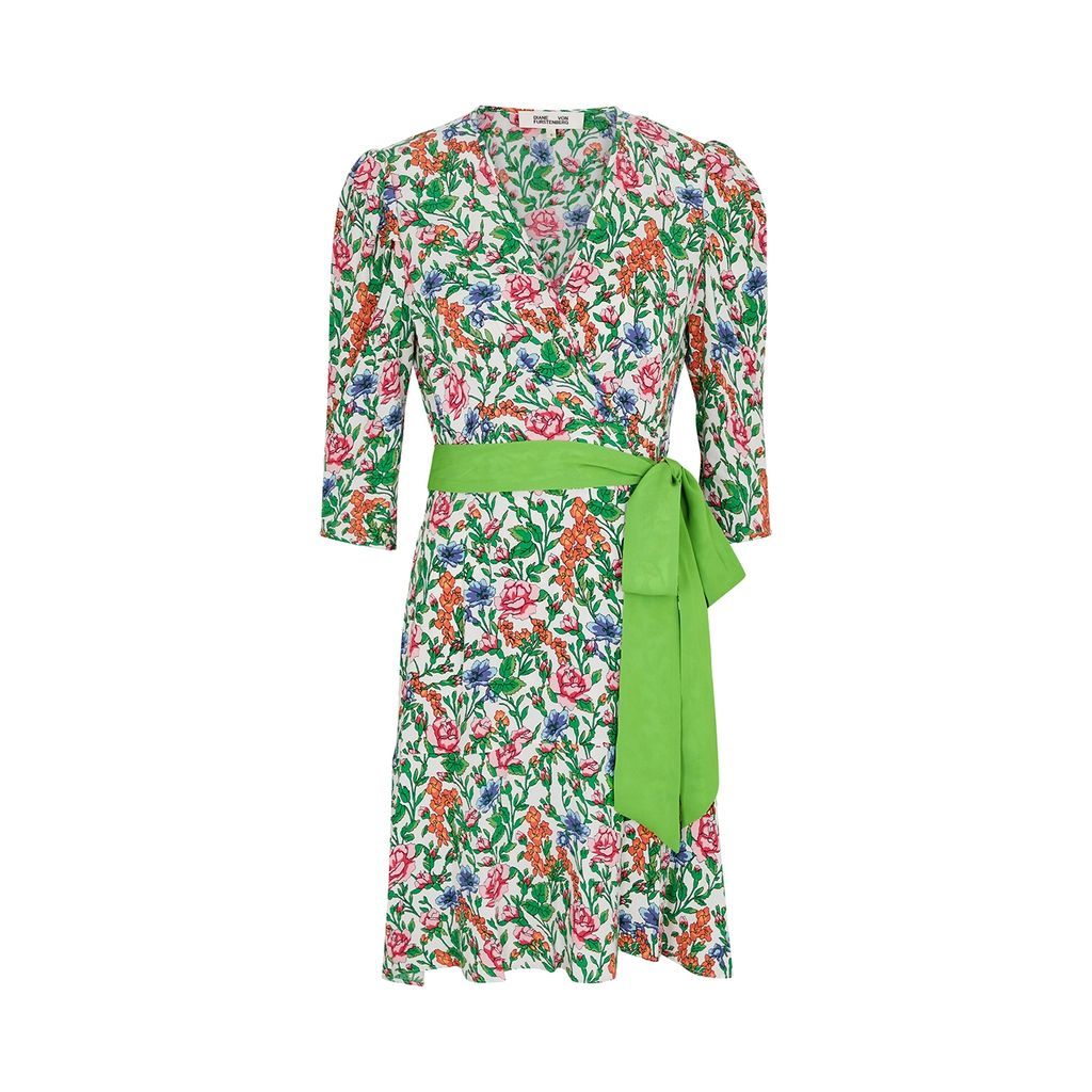 Charlene Floral-print Crepe De Chine Wrap Dress - Green - 10