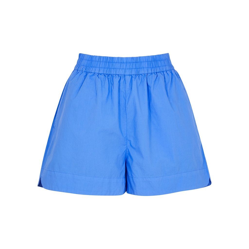 Chiara Cotton-poplin Shorts - Bright Blue - L