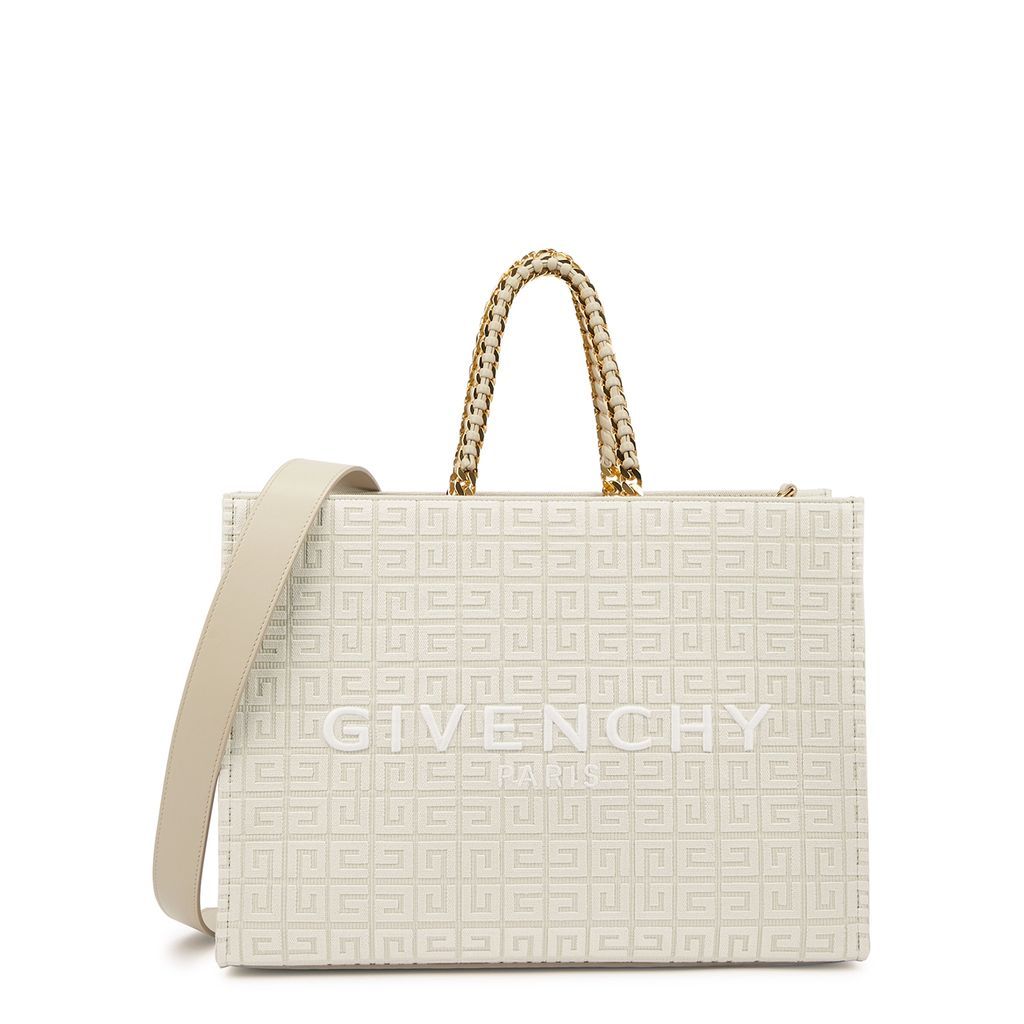 G Tote Monogrammed Canvas Tote - Light Grey