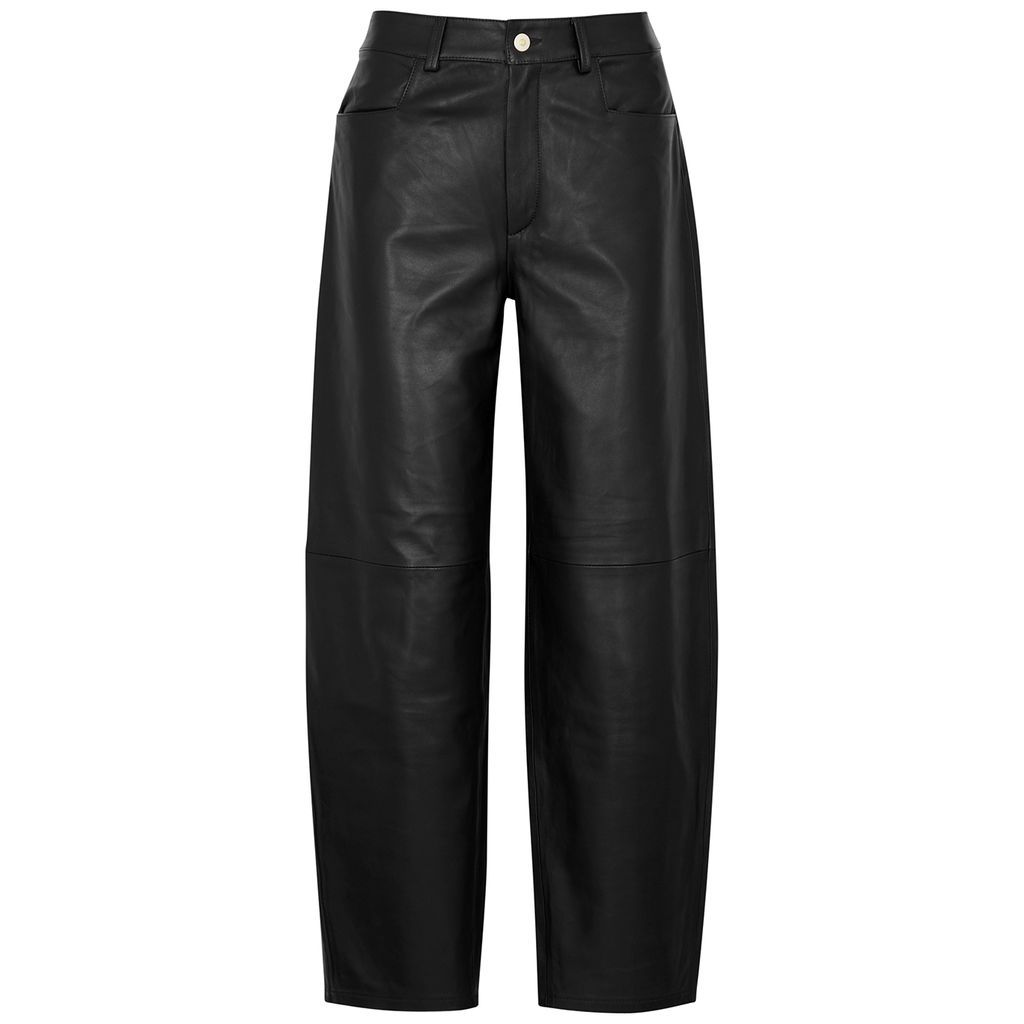 Chamomile Barrel-leg Leather Trousers - Black - S