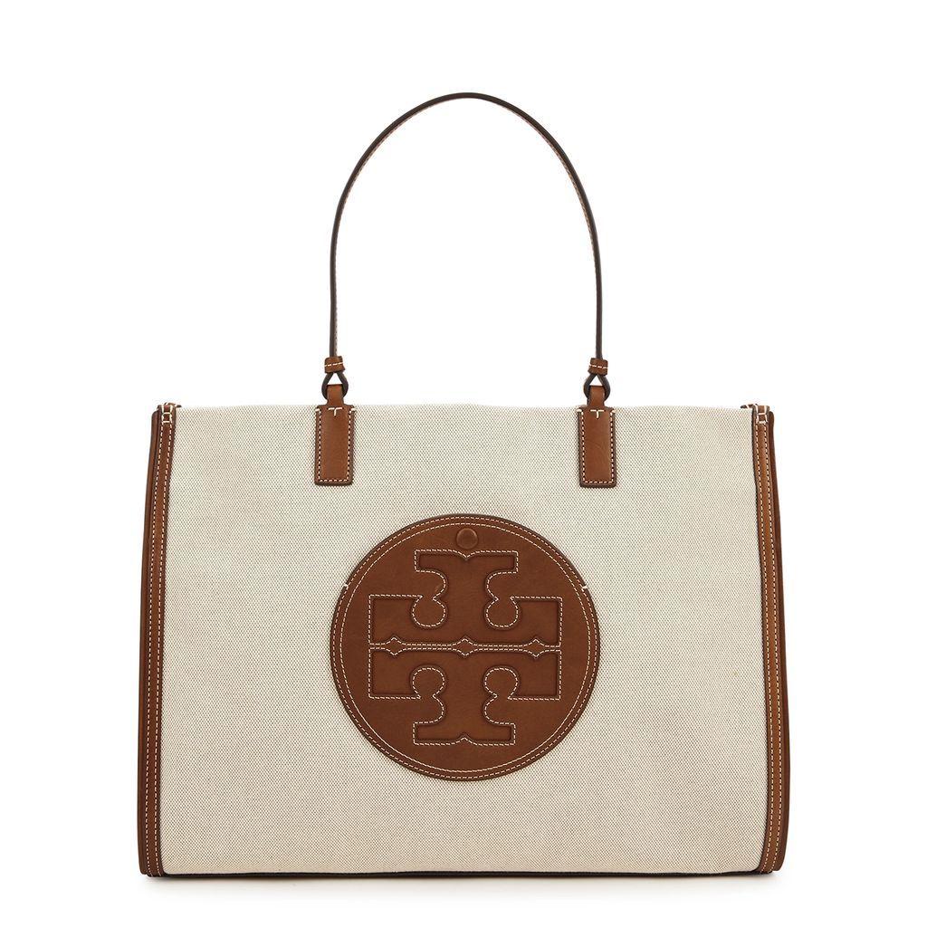 Ella Leather-trimmed Canvas Tote - Brown