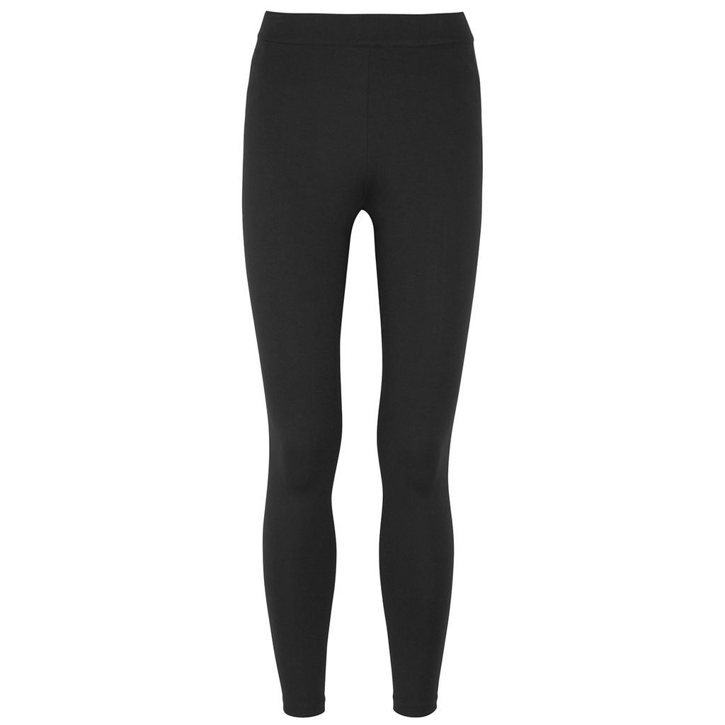 Black Cropped Stretch-jersey Leggings - M