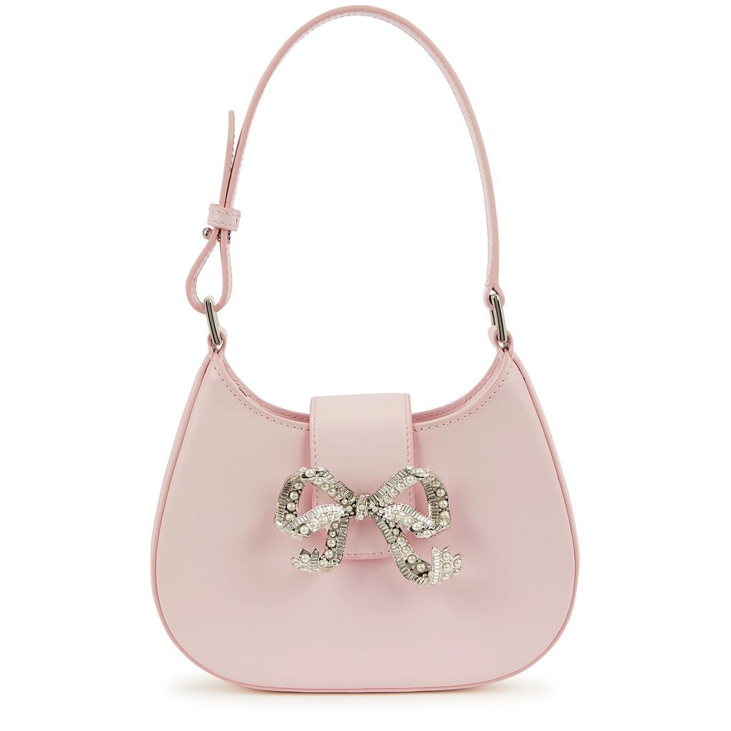 Crescent Bow Mini Leather Shoulder Bag - Pink