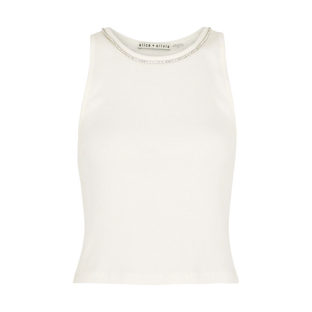 Allen Crystal-embellished Cotton Tank - Off White - XS