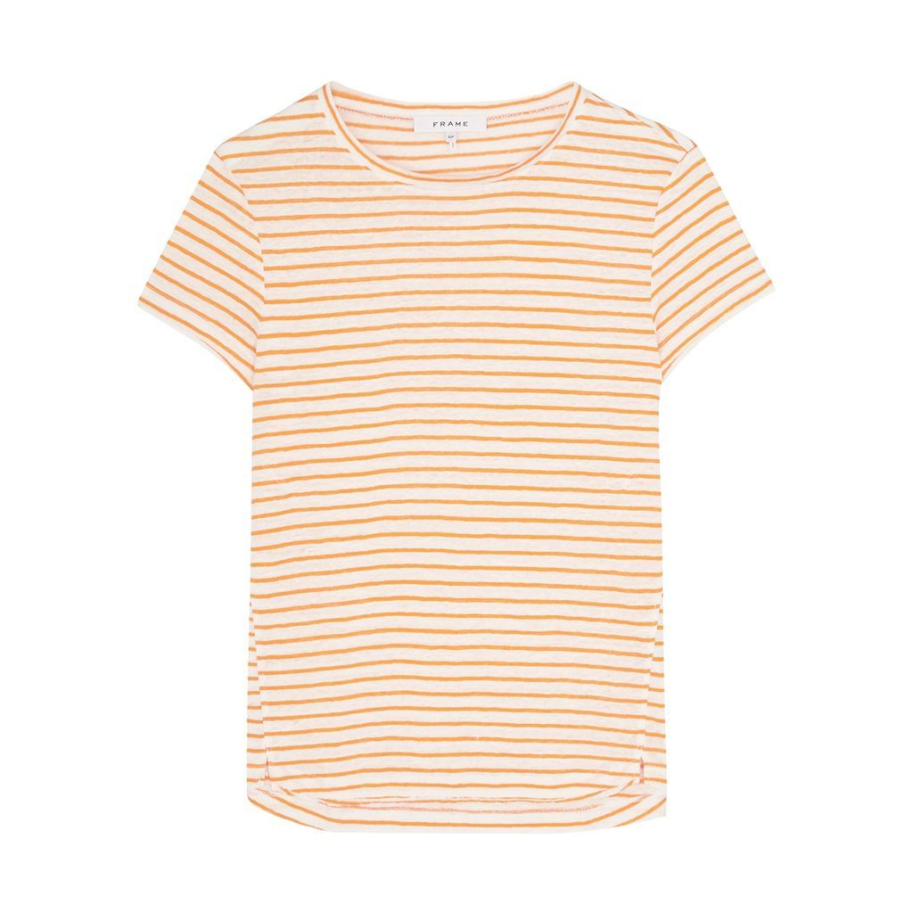 Easy True Striped Linen T-shirt - Orange - S