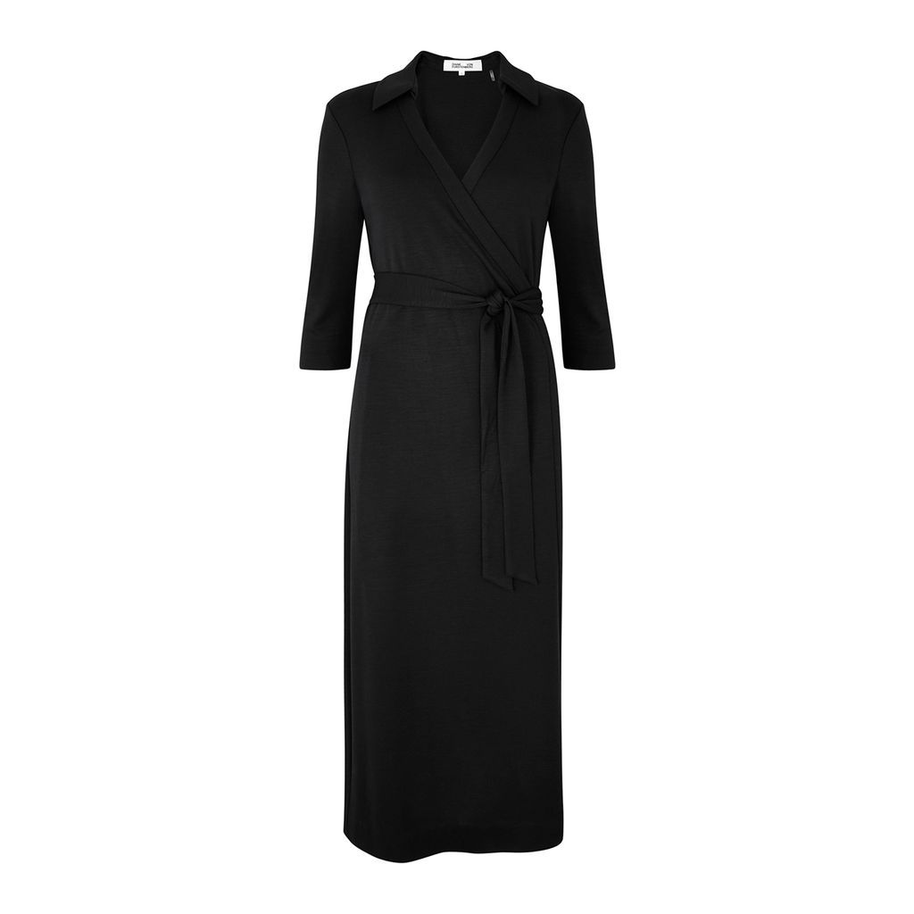 Abigail Wool-blend Midi Wrap Dress - Black - XS
