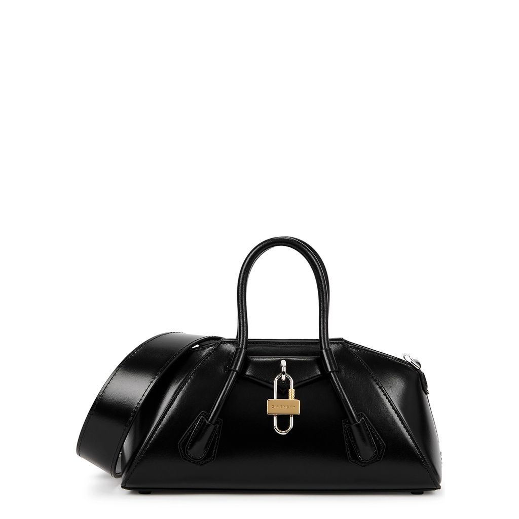 Antigona Stretch Mini Leather Top Handle Bag - Black