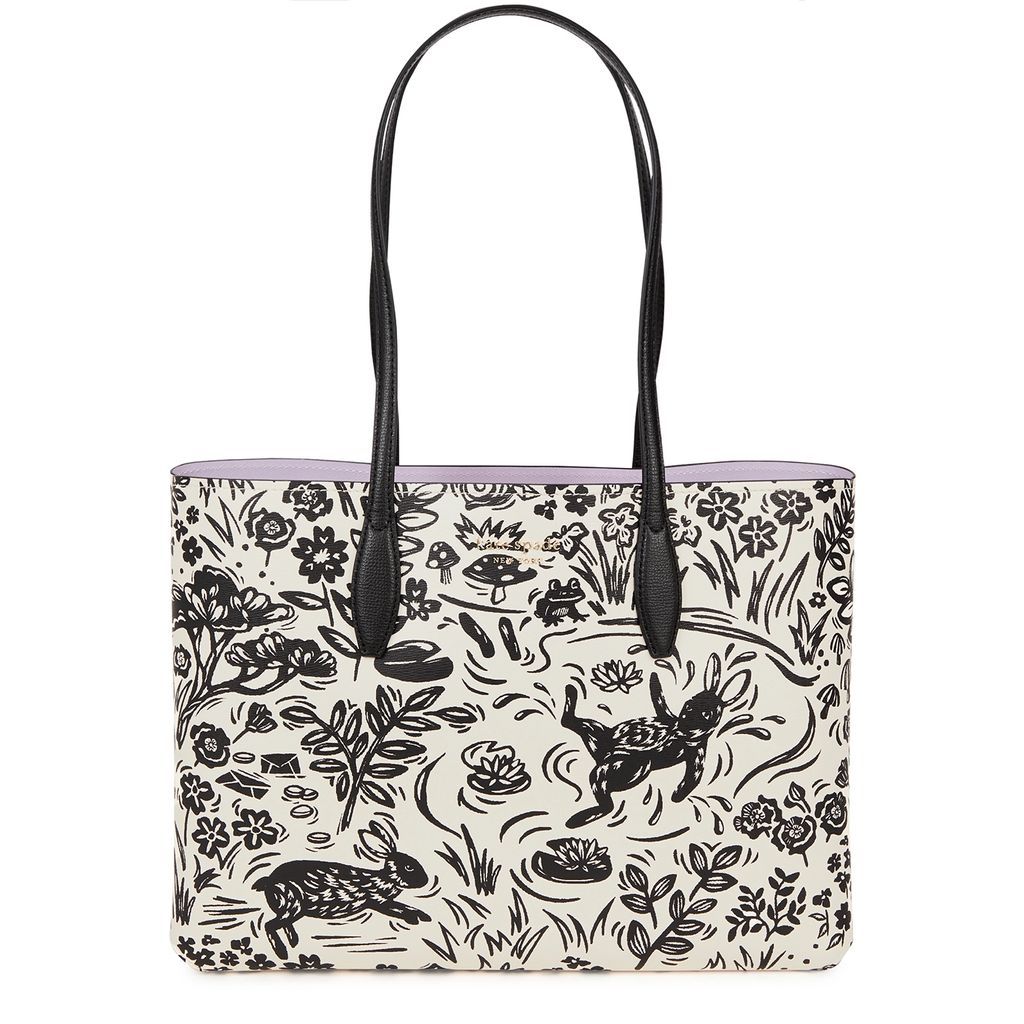 All Day Printed Faux Leather Tote - Cream