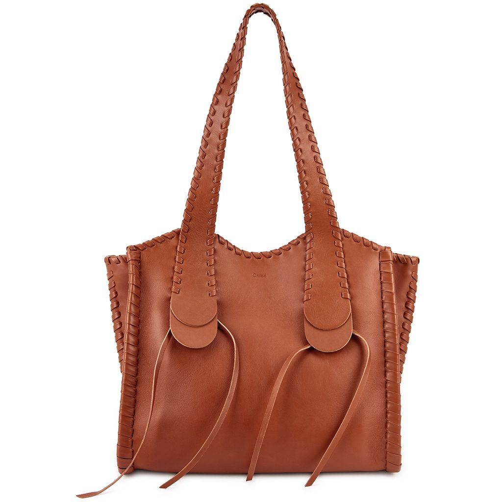 Mony Medium Leather Tote - TAN