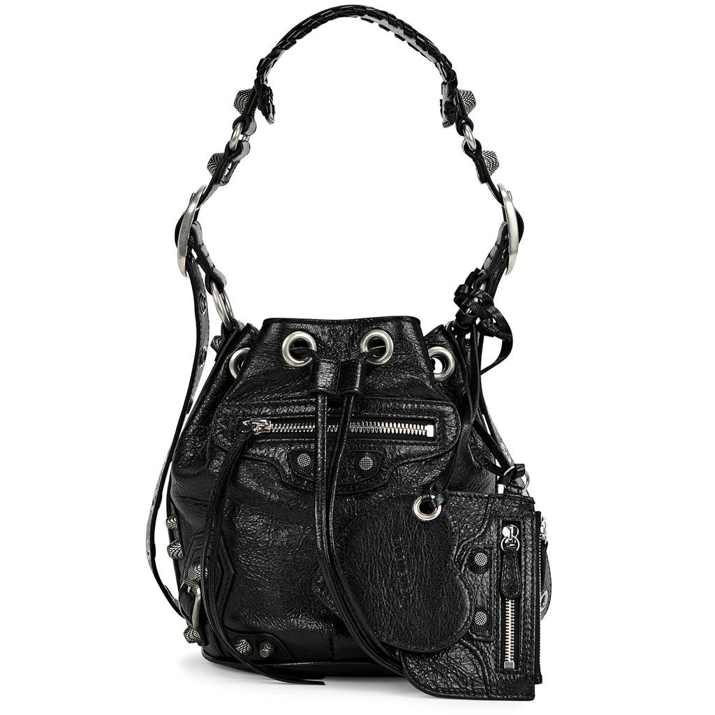 Le Cagole XS Leather Bucket Bag - Black