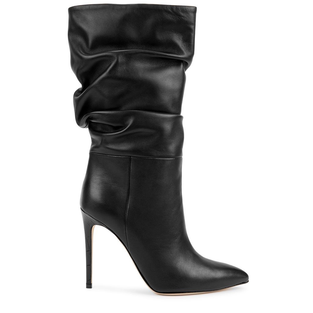 105 Black Ruched Knee-high Boots - 8