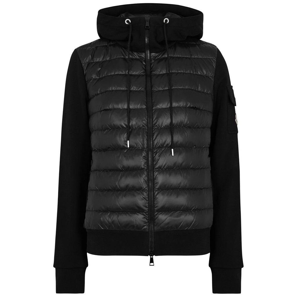 Black Hooded Shell And Cotton-blend Sweatshirt - M