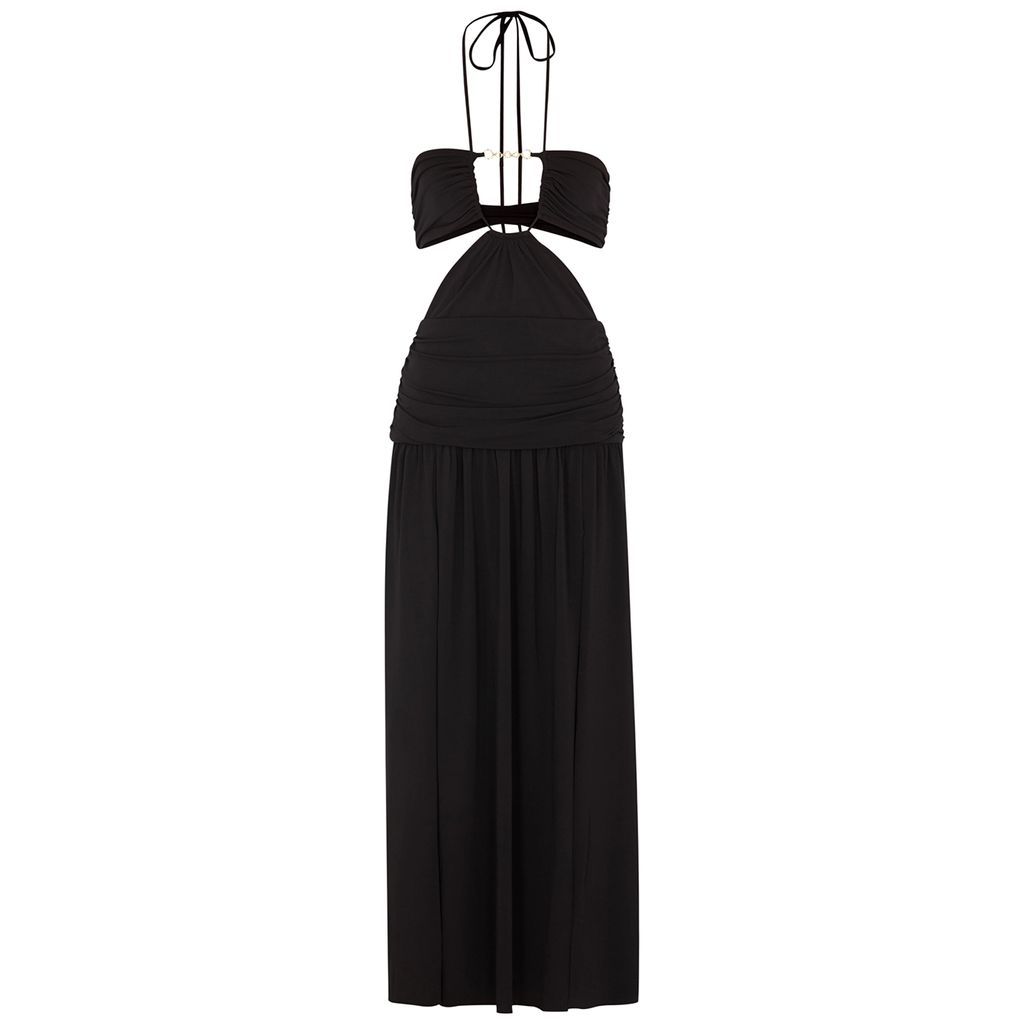 Adaline Black Halterneck Cut-out Midi Dress - 10