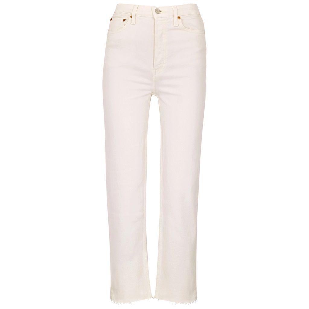 70's Stove Pipe Ecru Slim-leg Jeans - White - W27