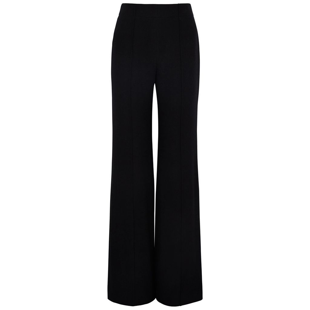 Black Wide-leg Wool-blend Trousers - 10