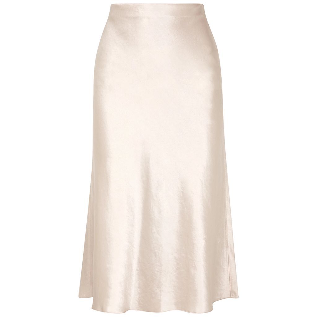 Ivory High-waisted Satin Skirt - Beige - S