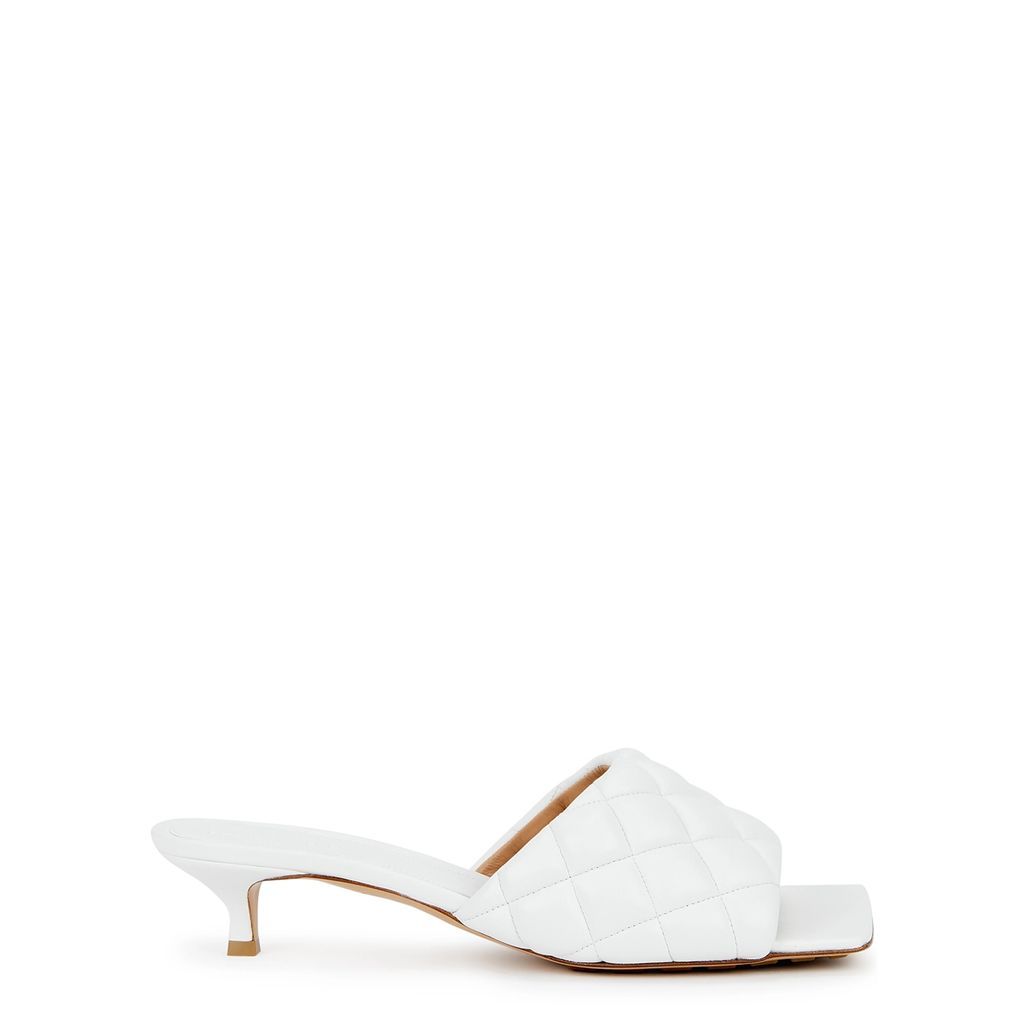 45 Quilted Leather Mules - White - 6