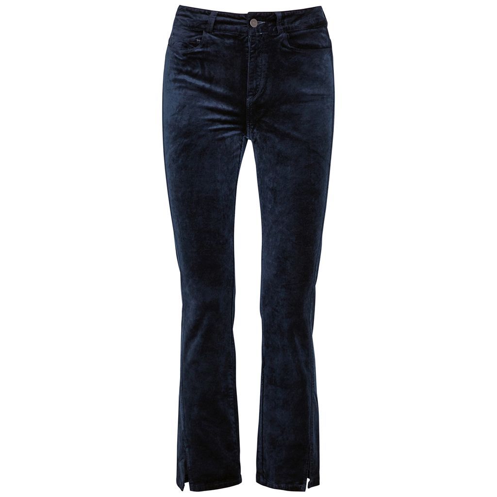 Cindy Navy Straight-leg Velvet Jeans - W25