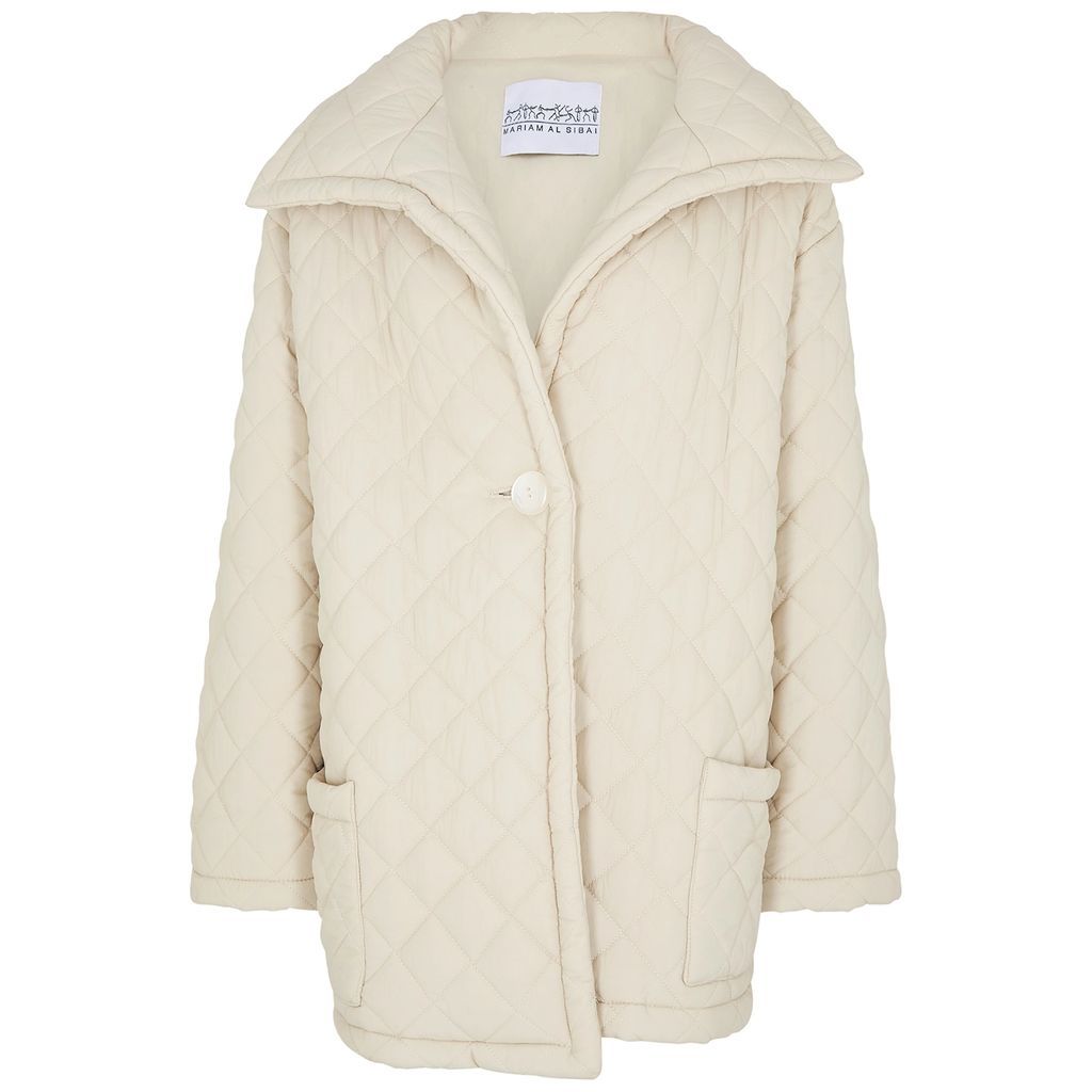 Cream Quilted Shell Coat - One Size