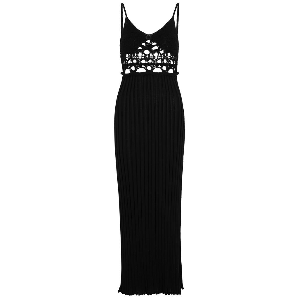 Black Panelled Ribbed-knit Dress - XS