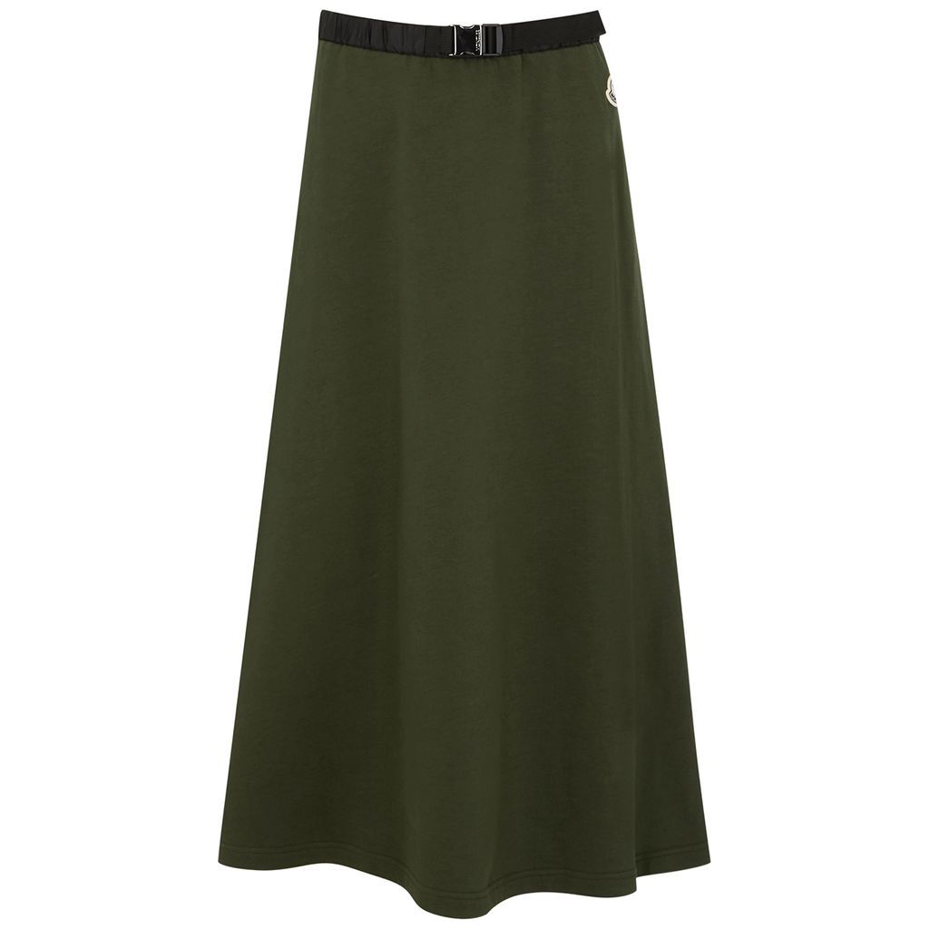 Army Green Cotton-blend Maxi Skirt, Khaki, Maxi Skirt