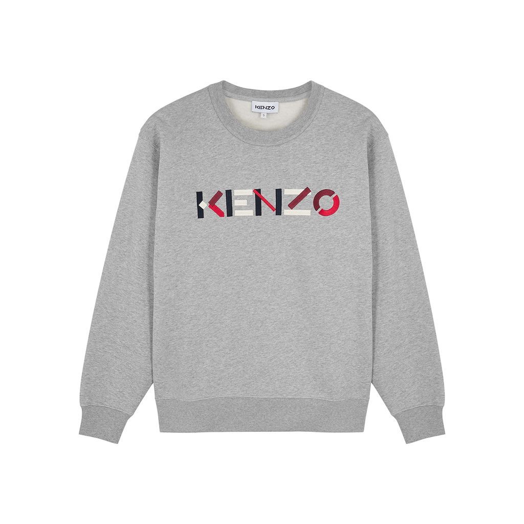 Grey Logo-embroidered Organic Cotton Sweatshirt - S