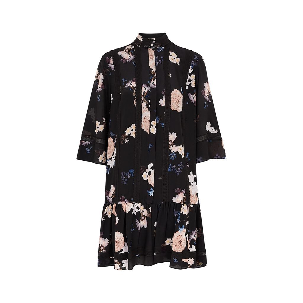 Bertram Floral-print Silk-chiffon Mini Dress - Black - 12